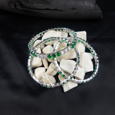 American Diamond Emerald Green Bangles - D93-1