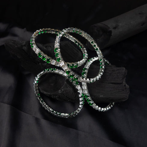 American Diamond Emerald Green Bangles - D93
