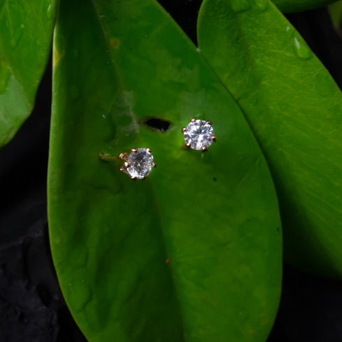 Zirconia Round Stud Earrings - D101