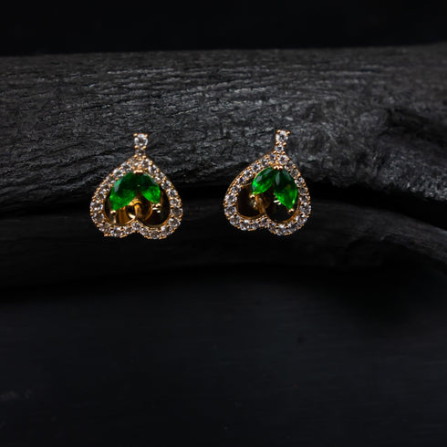 Zircon Crystal Stone Heart Earrings - D112A-1