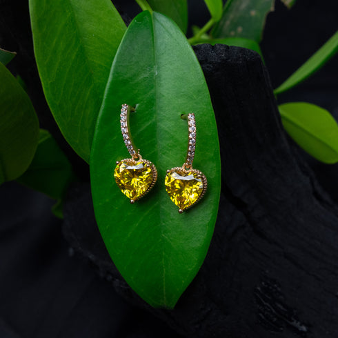 Charm Citrine Heart Earrings - D117