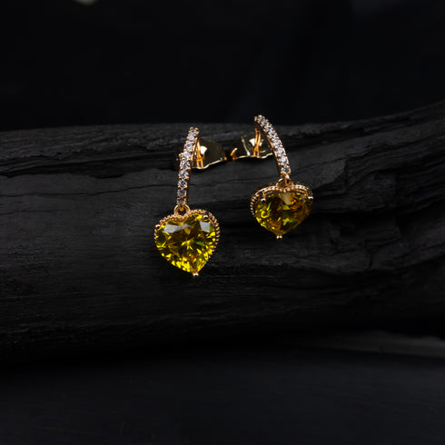 Charm Citrine Heart Earrings - D117