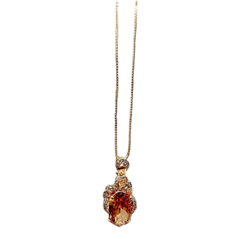 Citrine Stone Charm Necklace - D135N - 2
