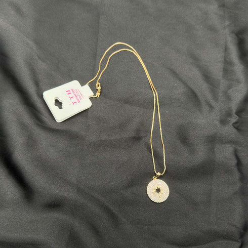 Star Zircon Round Pendant Necklace - D147 - 3