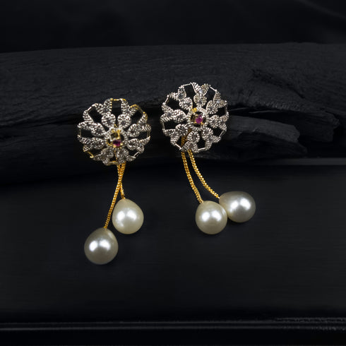 Flower Pearl Drop Earring - D27