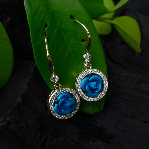 Royal Blue Rose Earrings - D66