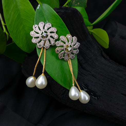 Golden Blossom Pearls Earrings -D80
