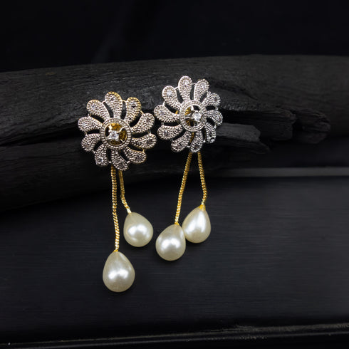 Golden Blossom Pearls Earrings -D80-1