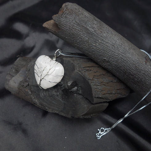 Turkish HEALING CRYSTAL CHARM HEART SHAPE PENDANT(WHITE) D259-1