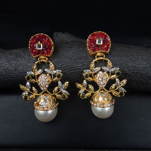 Crush Stone Earings with Pearl D248-3