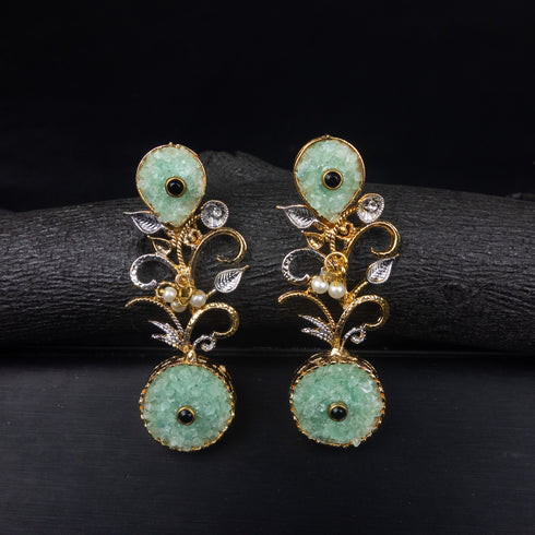Crush Stone Earings Green D231(B)-1