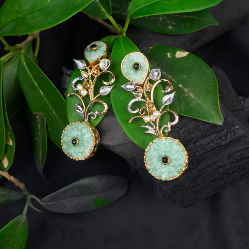 Crush Stone Earings Green D231(B)