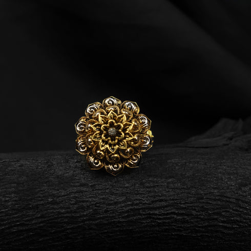 matte shade flower Silver Ring-DS 126