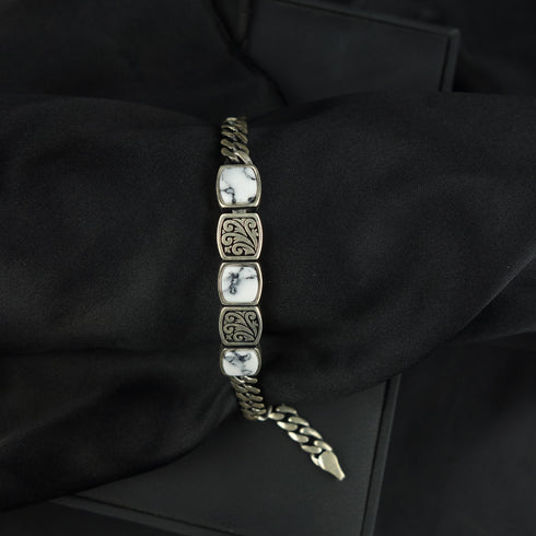 White Turqouise Silver Bracelet-DS 175