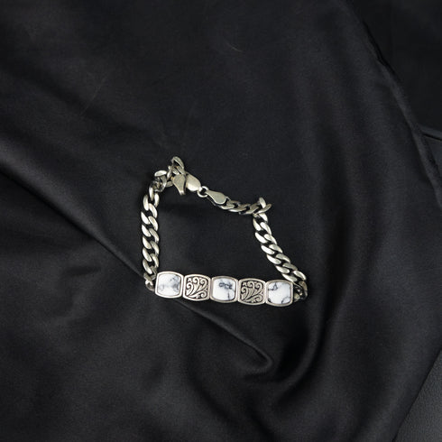 White Turqouise Silver Bracelet-DS 175