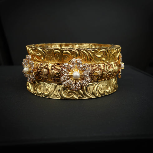 Floral Elegance Silver Bangles DS 103.