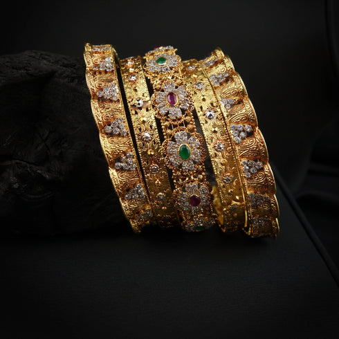 Gold Tone Ruby Green bangles DS 106