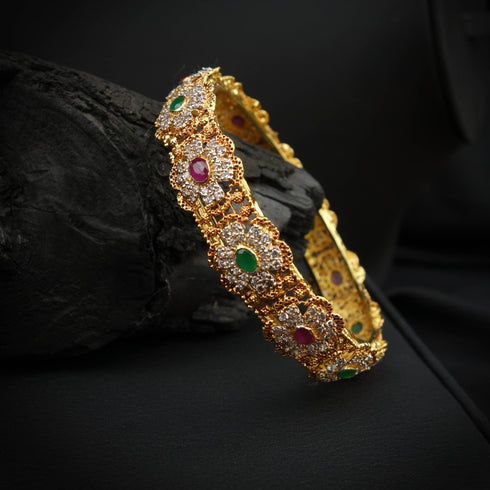 Gold Tone Ruby Green bangles DS 106