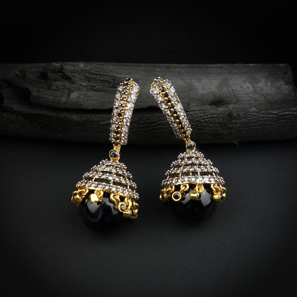 Silver Kundan earrings with beeds-DS 115