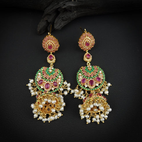 Silver Micro-inset Zircon Natural Stone Earrings-DS 117