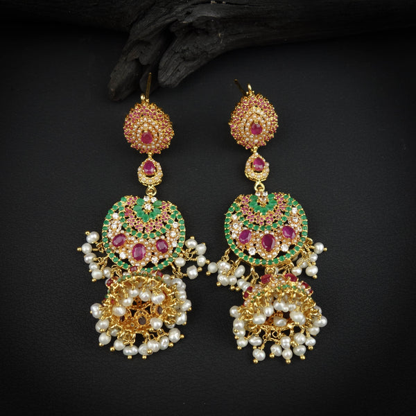 Silver Micro-inset Zircon Natural Stone Earrings-DS 117