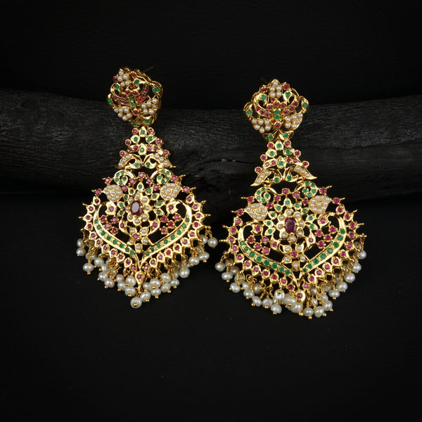 Silver Earrings in Multi Color Stones-DS 118