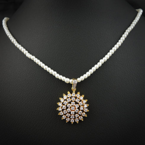 Elegant Silver Pearl Necklace-DS 32