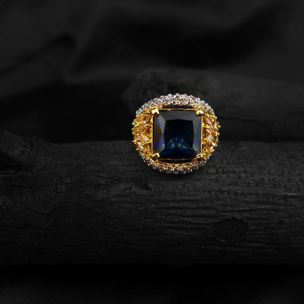 Silver Blue Zircon Ring-DS 61