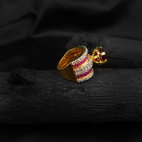 Vintage Ruby Silver ring-DS 66