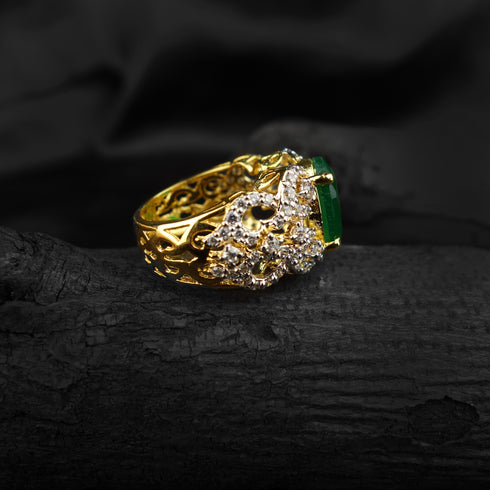 emerald silver ring-DS 67