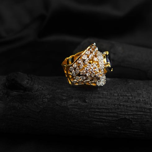 Blue Sapphire With Topaz Silver ring-DS 68