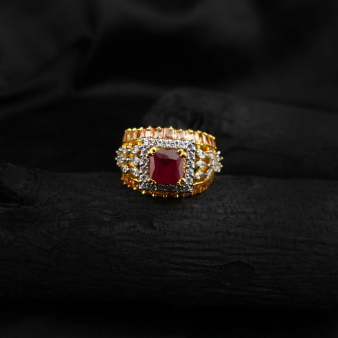 Pure silver Ruby stone ring-DS 70