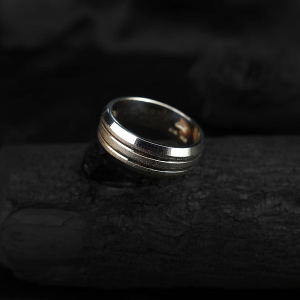 men silver wedding ring-DS 78