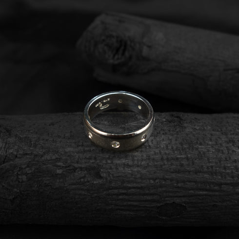 crystal emberd silver men ring-DS 84