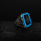 Turkish Black Zircon and With Turquois Silver ring-DS 91