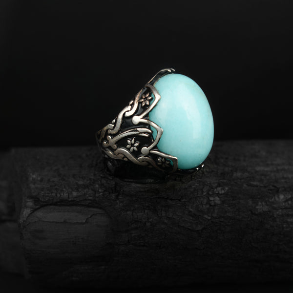 Amazonite Mens Silver Ring II -DS 89