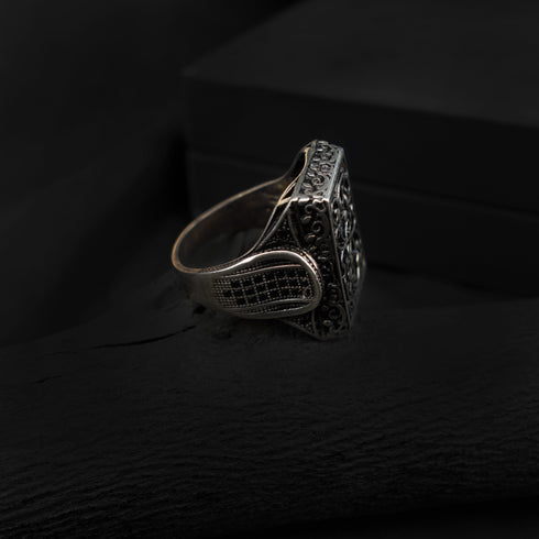 Red Agate Stone Silver Ring-DS 96