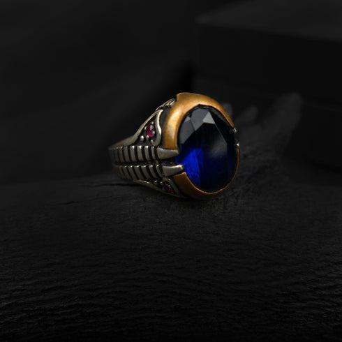 Blue Stone Silver Ring-DS 98