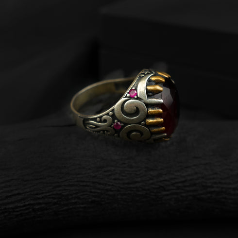 Garnet Silver Persian Ring-DS 99