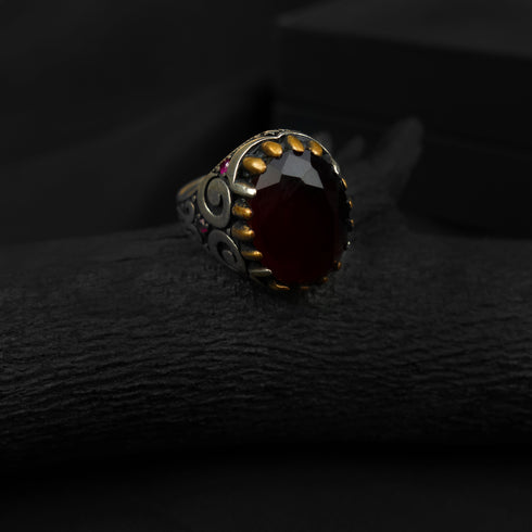 Garnet Silver Persian Ring-DS 99